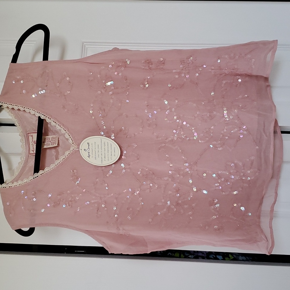 NWT April Cornell Rose 🌹 pink sequin tank